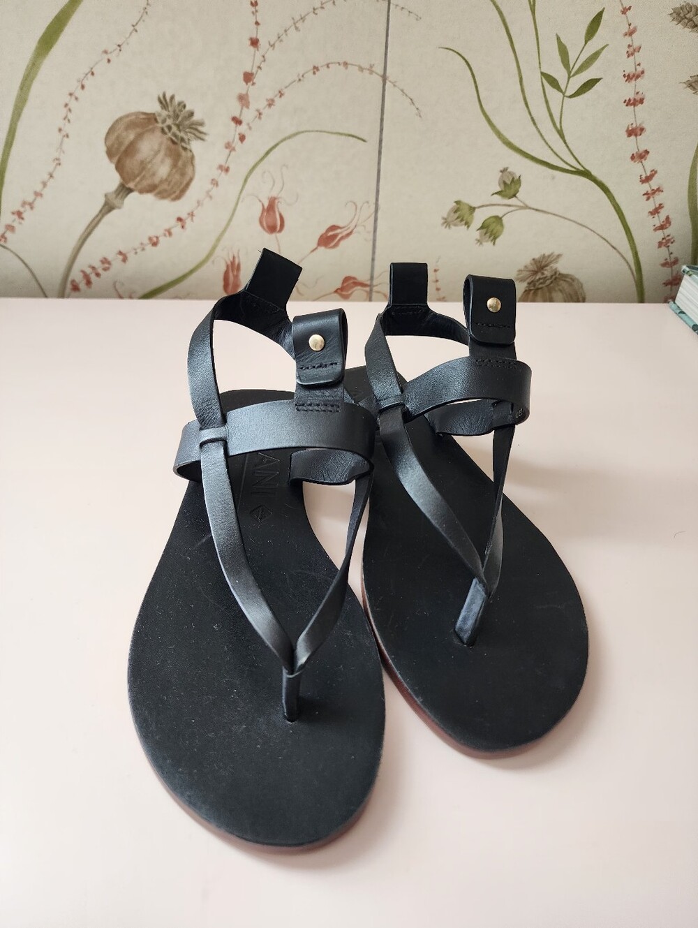 Women's Black Leather Strappy Gladiator Greek Sandals